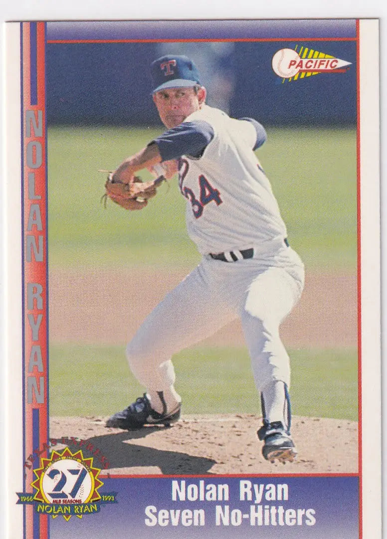 1993 PACIFIC #211 NOLAN RYAN SEVEN NO HITTERS- TEXAS RANGERS - Baseball Card Single