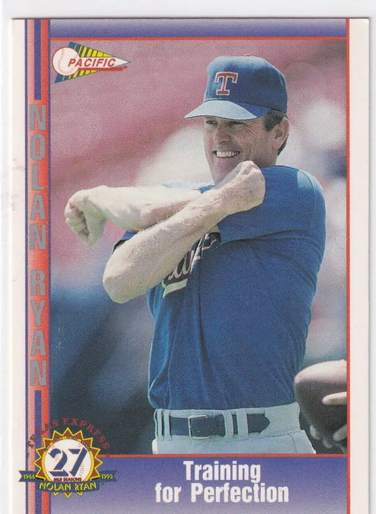 1993 PACIFIC #212 NOLAN RYAN TRAINING FOR PERFECTION- TEXAS RANGERS - Baseball Card Single