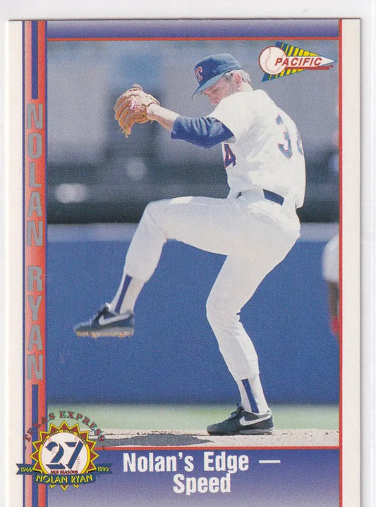 1993 PACIFIC #213 NOLAN RYAN EDGE SPEED- TEXAS RANGERS - Baseball Card Single