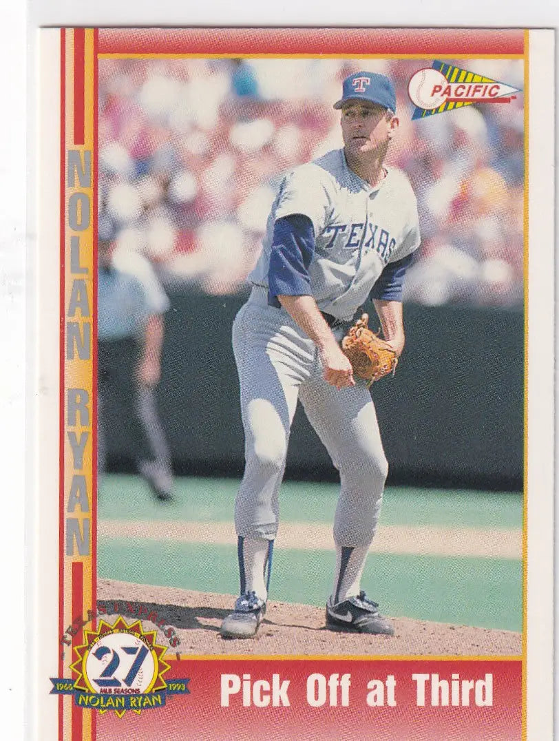 1993 PACIFIC #216 NOLAN RYAN PICK OFF AT THIRD- TEXAS RANGERS - Baseball Card Single
