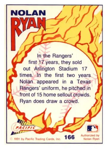 Nolan Ryan baseball card from 1993 Pacific Texas Express Texas Rangers collection