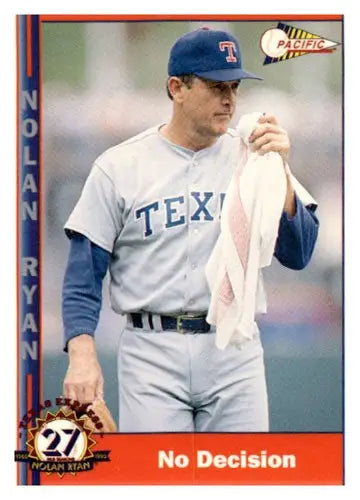 Nolan Ryan baseball card from Pacific Texas Express collection featuring 1993 Texas Rangers