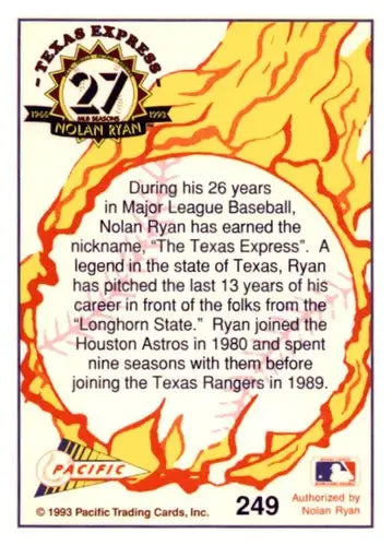 1993 Pacific Texas Express #249 The Texas Express Texas Rangers Base ID:63040 - Baseball Card Single