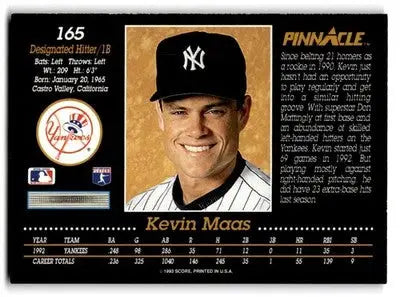 1993 Pinnacle #165 Kevin Maas - Baseball Card Single