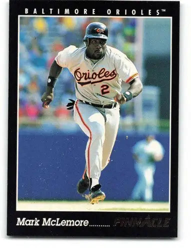 Original gloss 1994 Pinnacle Mark McLemore baseball card NM-MT Orioles ID 72508