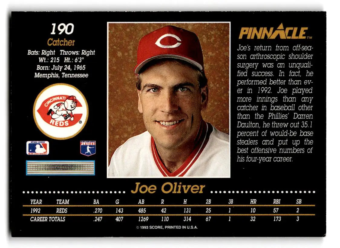 1993 Pinnacle #190 Joe Oliver - Baseball Card Single