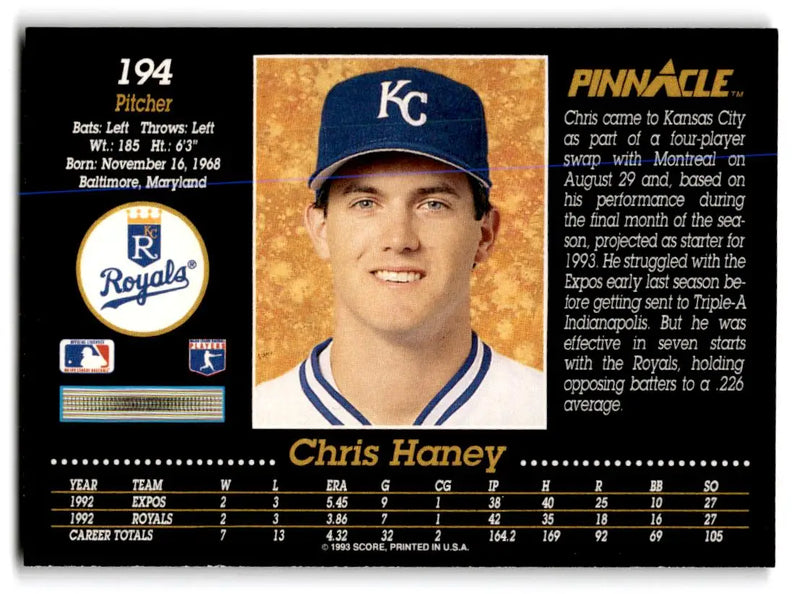 1993 Pinnacle #194 Chris Haney - Baseball Card Single