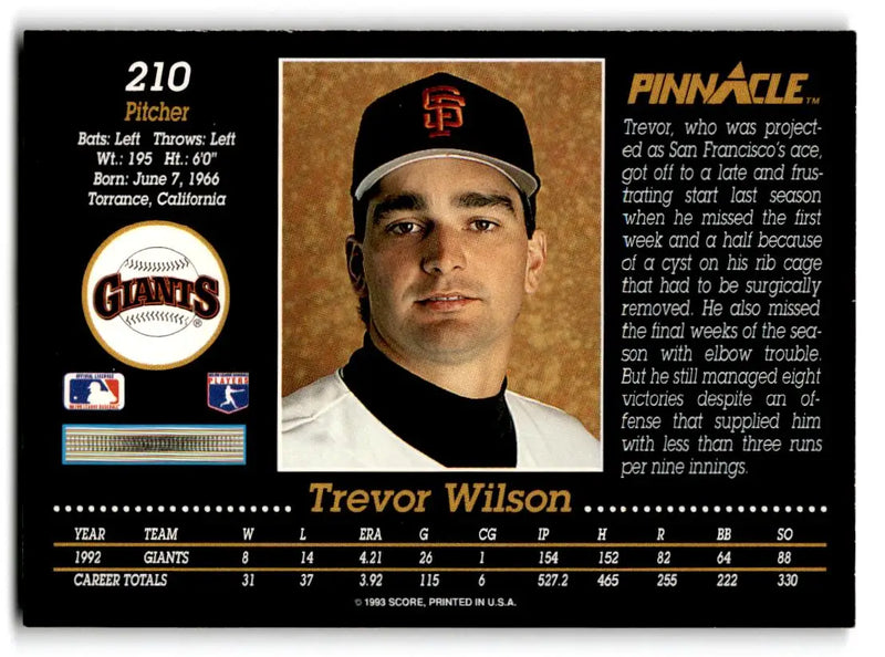 1993 Pinnacle #210 Trevor Wilson - Baseball Card Single