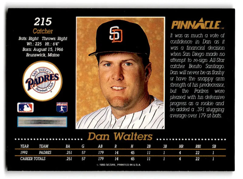 1993 Pinnacle #215 Dan Walters - Baseball Card Single