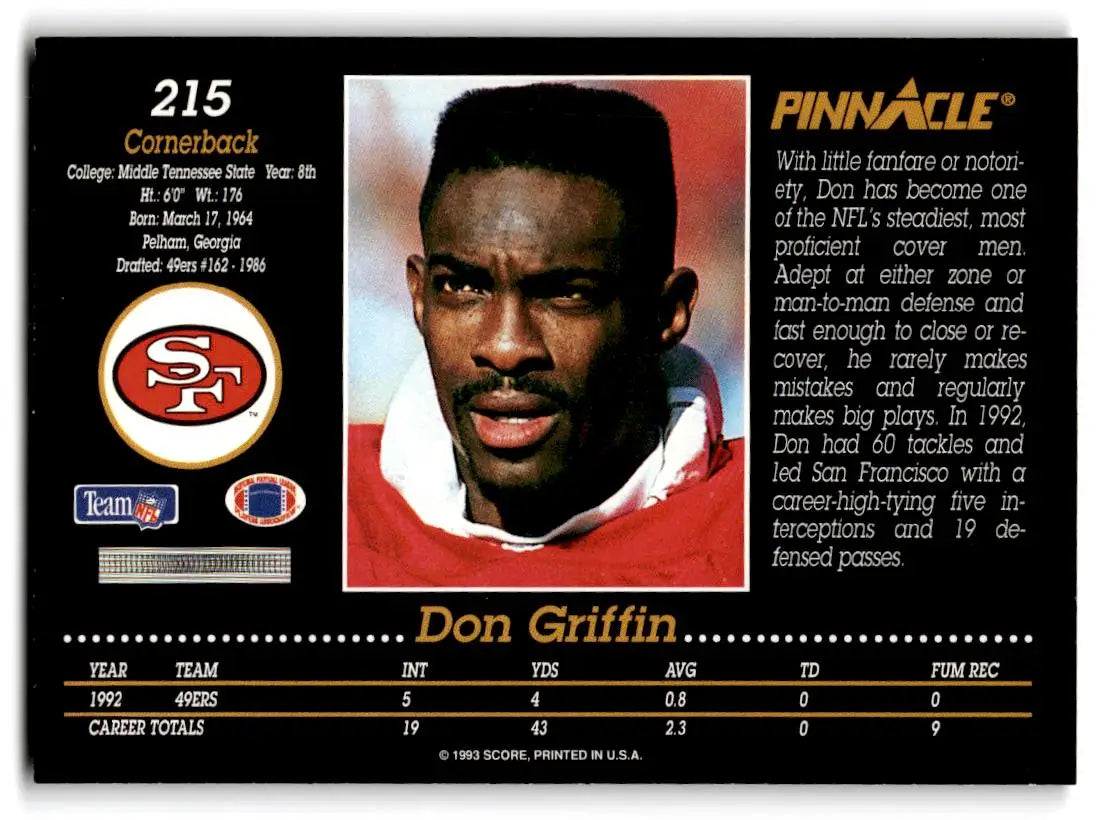 1993 Pinnacle #215 Don Griffin - Football Card Single
