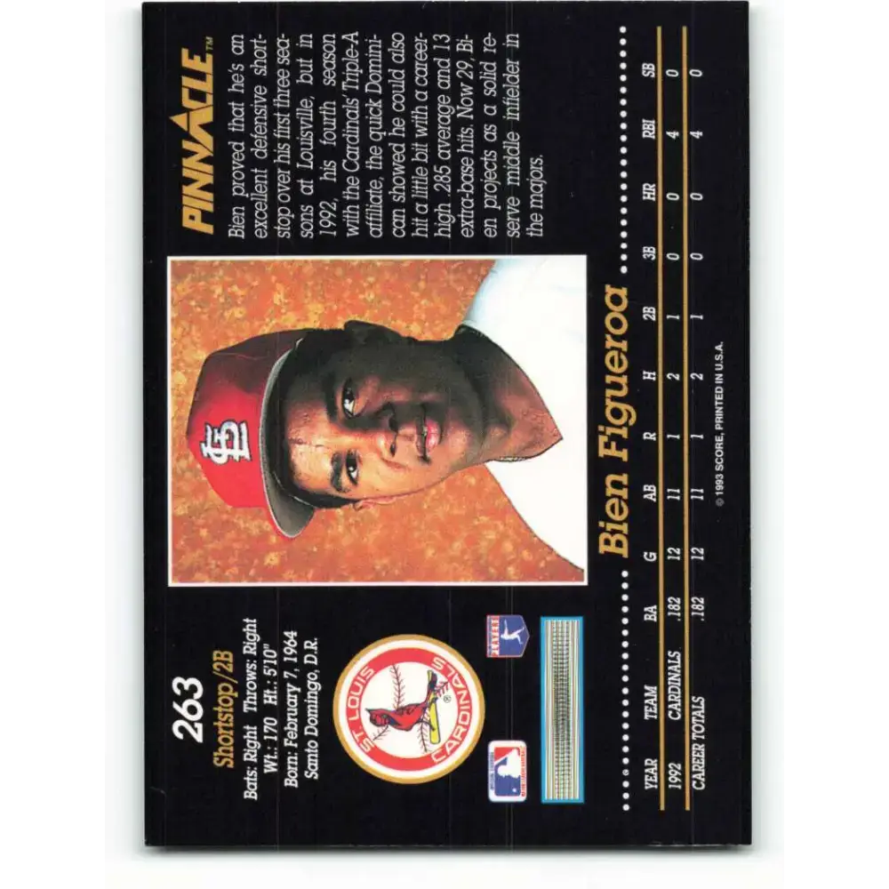 1993 Pinnacle #263 Bien Figueroa NM-MT St. Louis Cardinals Baseball Card - Baseball Card Single