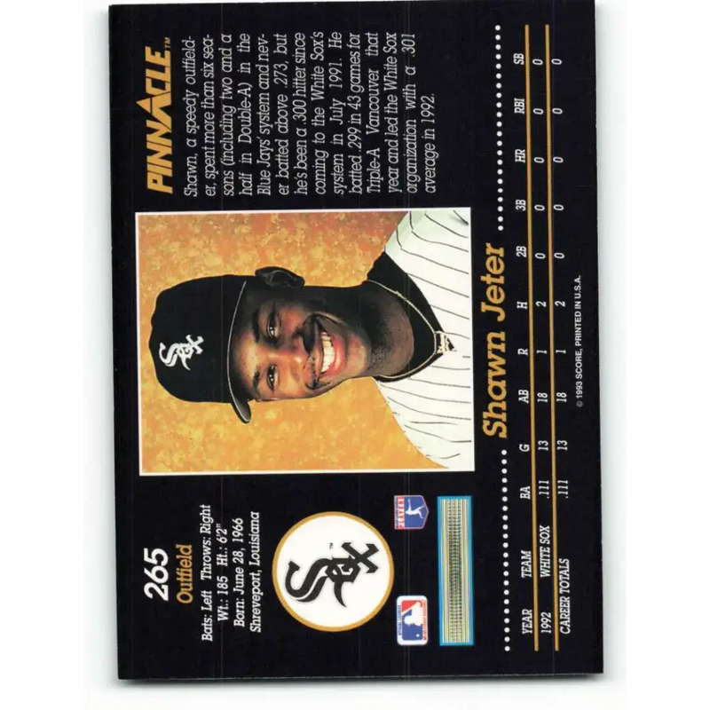 1993 Pinnacle #265 Shawn Jeter NM-MT Chicago White Sox Baseball Card - Baseball Card Single
