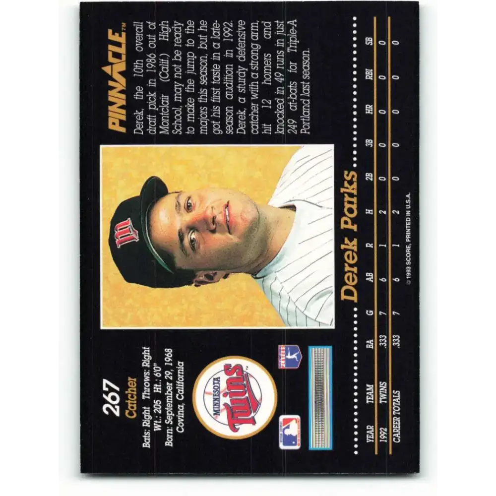 1993 Pinnacle #267 Derek Parks NM-MT Minnesota Twins Baseball Card - Baseball Card Single