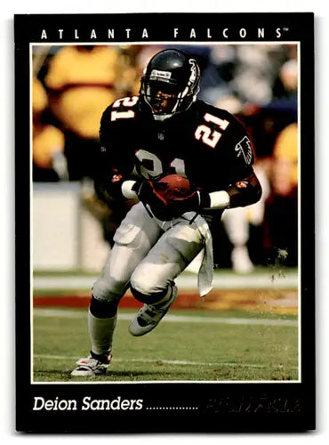 Original gloss Deion Sanders football card from 1993 Pinnacle featuring Falcons
