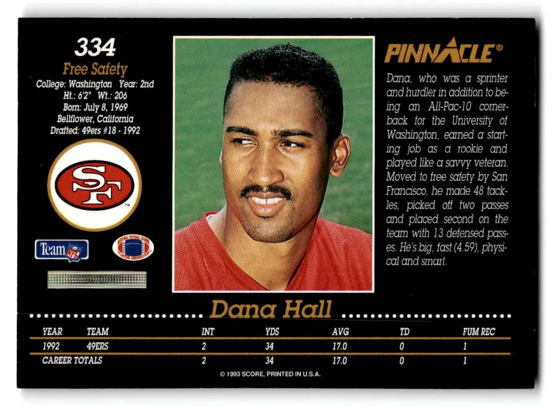 1993 Pinnacle #334 Dana Hall - Football Card Single