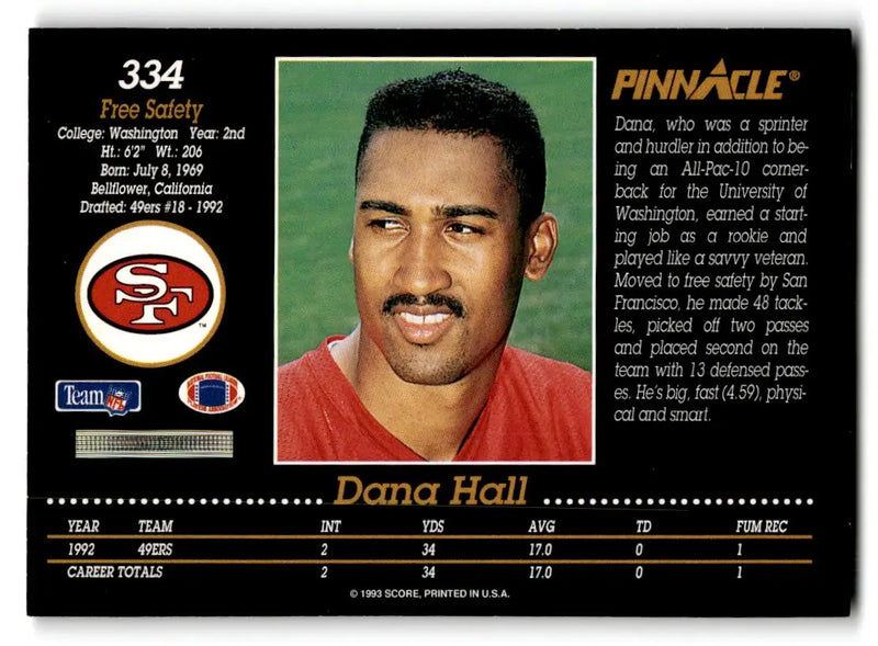 1993 Pinnacle #334 Dana Hall - Football Card Single
