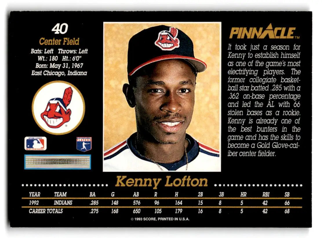 1993 Pinnacle #40 Kenny Lofton - Baseball Card Single