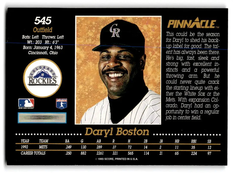 1993 Pinnacle #545 Daryl Boston - Baseball Card Single