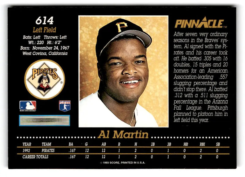 1993 Pinnacle #614 Al Martin - Baseball Card Single