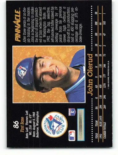 Original gloss John Olerud baseball card from Blue Jays 1993 Pinnacle NM Near Mint