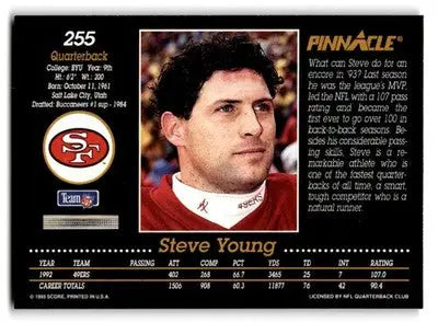 1993 Pinnacle Football Steve Young #255 San Francisco 49ers - Football Card Single