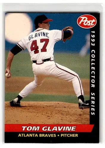 Original gloss Tom Glavine Atlanta Braves baseball card from 1993 Post Cereal display