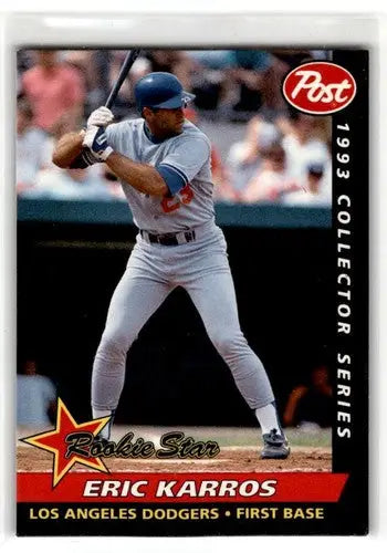 1993 Post Cereal #6 Eric Karros Los Angeles Dodgers Baseball Cards ID:52661 - Baseball Card Single