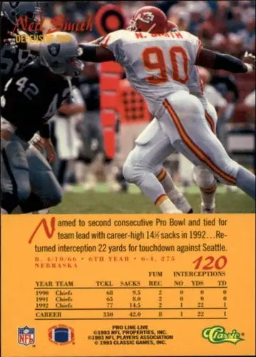 1993 Pro Line Live #120 Neil Smith NM Near Mint Chiefs ID:24979 - Football Card Single