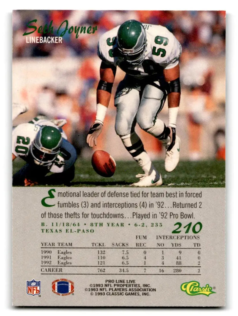 1993 Pro Line Live #210 Seth Joyner - Football Card Single