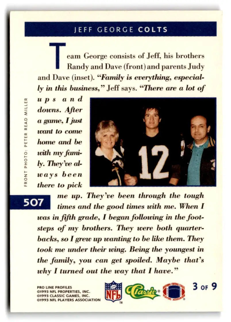 1993 Pro Line Profiles #507 Jeff George - Football Card Single