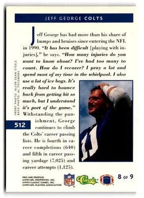 1993 Pro Line Profiles #512 Jeff George - Football Card Single