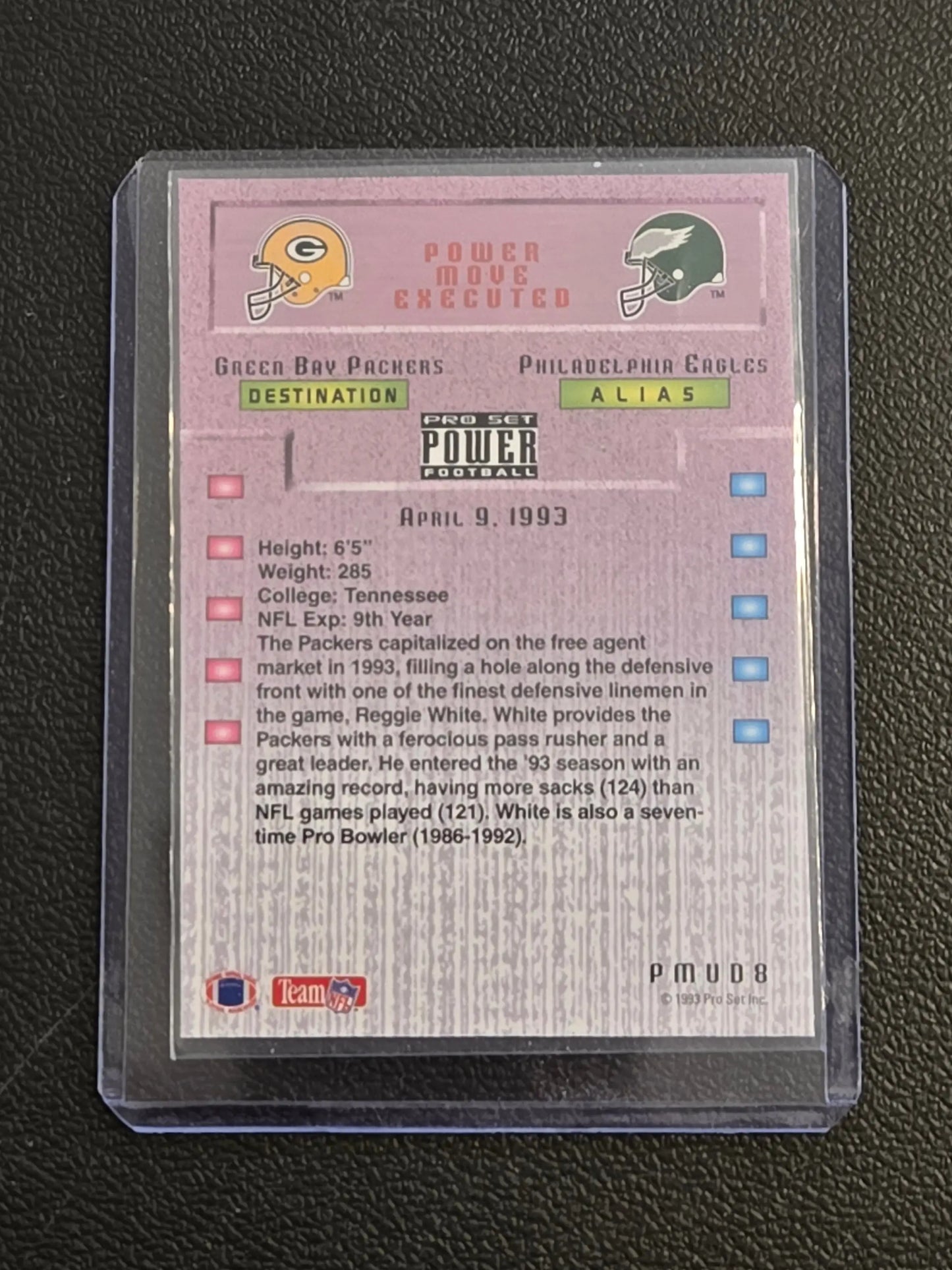 1993 Pro Set Power Update - Power Moves #PMUD8 Reggie White - Football Card Single