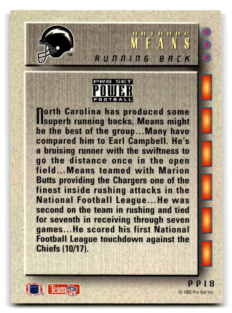 1993 Pro Set Power Update: Power Prospects #PP18 Natrone Means - Football Card Single