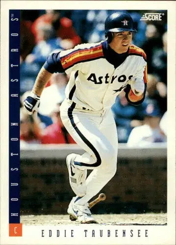 Eddie Taubensee baseball card with original gloss from 1993 Score #108 NM-MT