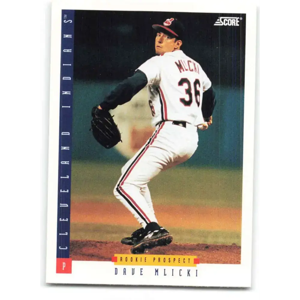 1993 Score #285 Dave Mlicki NM-MT Cleveland Indians Baseball Card - Baseball Card Single