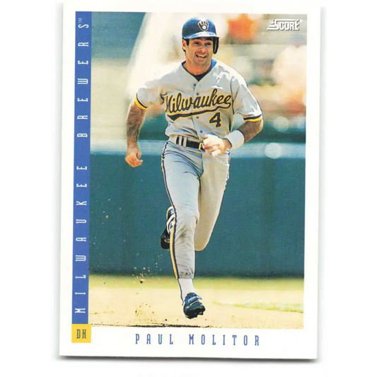 1993 Score #598 Paul Molitor NM-MT Milwaukee Brewers Baseball Card - Baseball Card Single