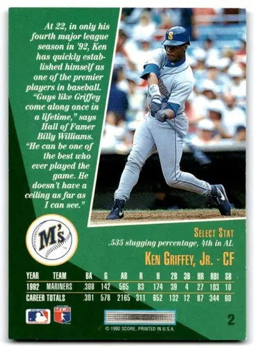 1993 Select #2 Ken Griffey Jr. NM Near Mint Mariners ID:83572 - Baseball Card Single