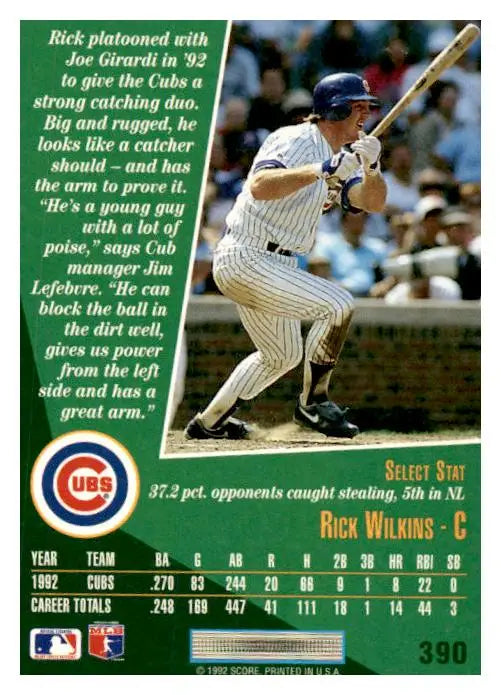 1993 Select #390 Rick Wilkins - Baseball Card Single