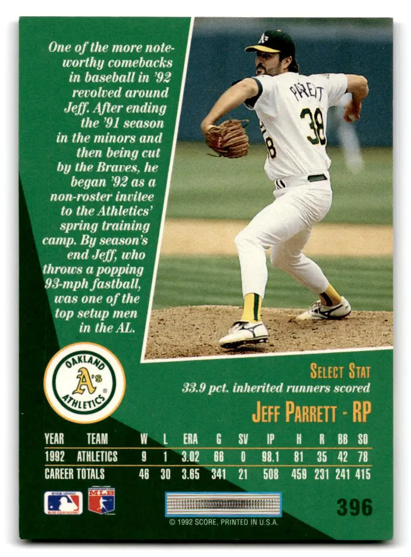 1993 Select #396 Jeff Parrett - Baseball Card Single