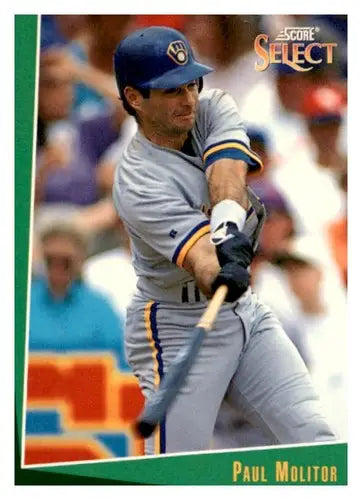 Original gloss Paul Molitor Milwaukee baseball trading card from 1993 Select series