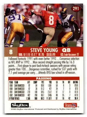 1993 Skybox Football Impact Steve Young #291 San Francisco 49ers - Football Card Single