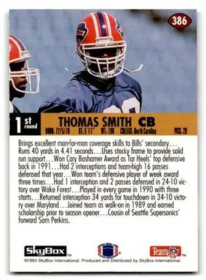 1993 Skybox Football Impact Thomas Smith #386 RC Buffalo Bills - Football Card Single