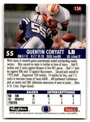 1993 SkyBox Impact #134 Quentin Coryatt - Football Card Single