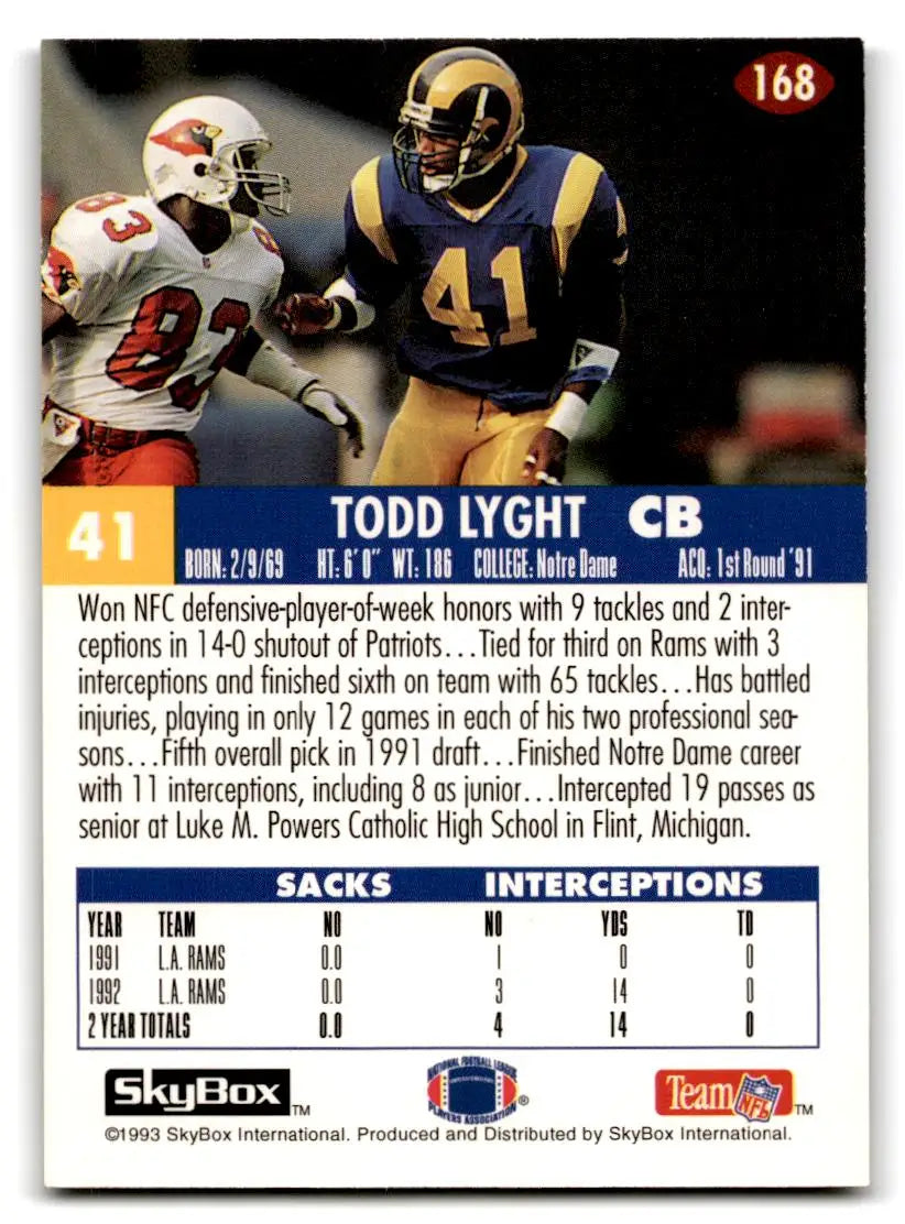 1993 SkyBox Impact #168 Todd Lyght - Football Card Single