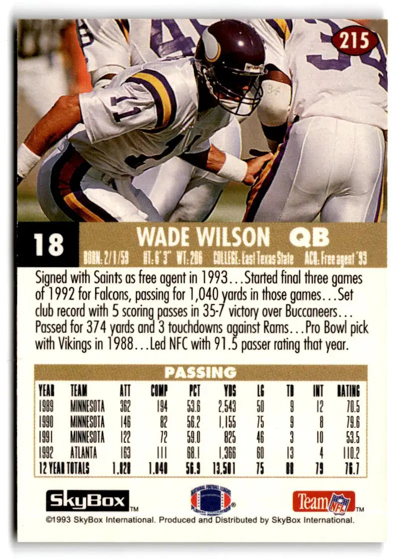 1993 SkyBox Impact #215 Wade Wilson Color Foils - Football Card Single