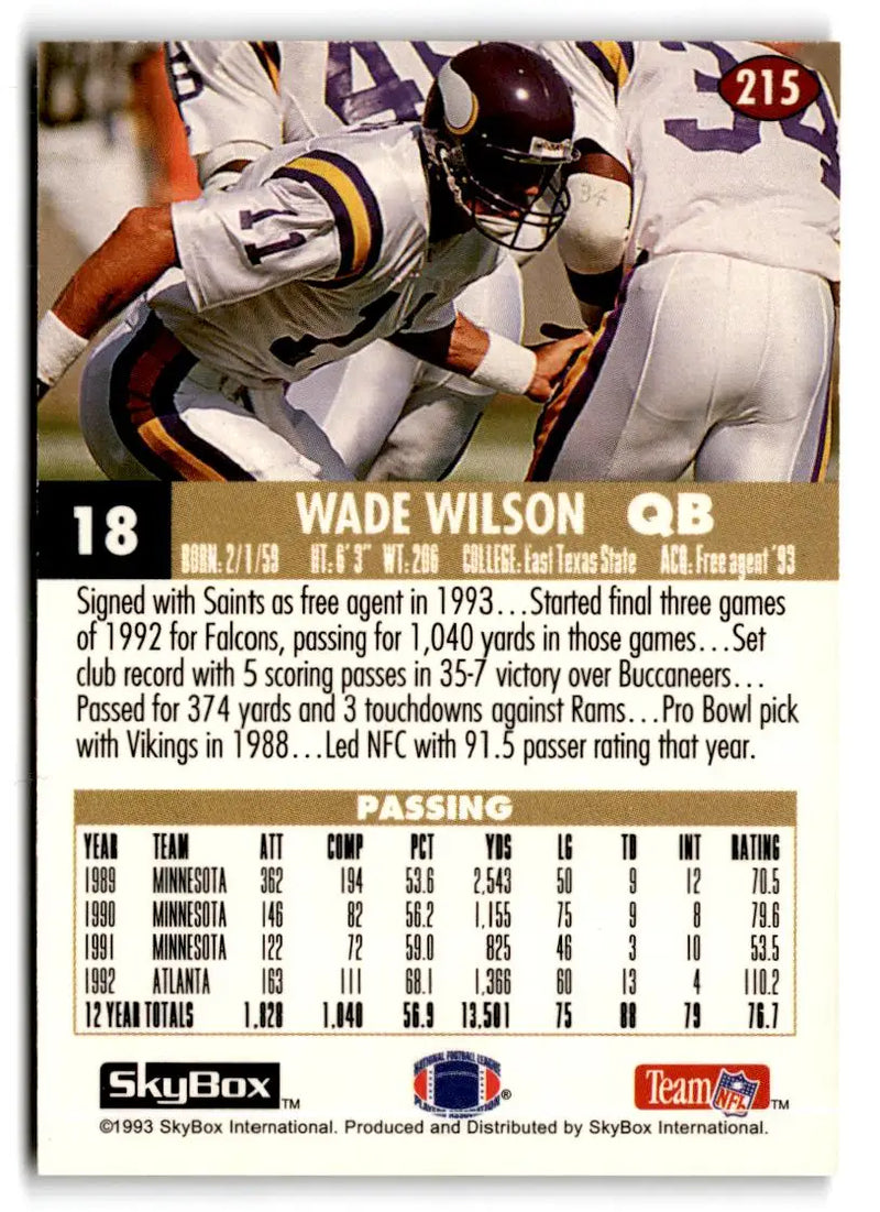 1993 SkyBox Impact #215 Wade Wilson Color Foils - Football Card Single