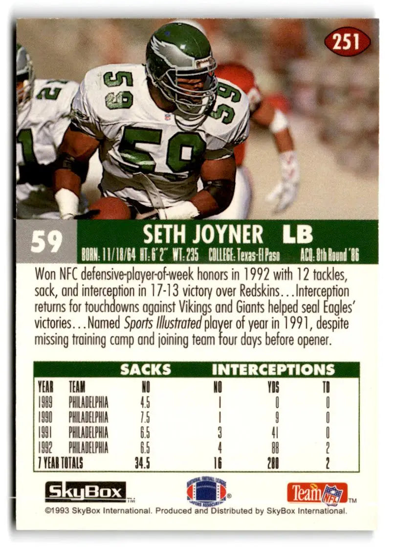 1993 SkyBox Impact #251 Seth Joyner Color Foils - Football Card Single
