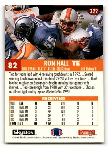 Original gloss 1993 SkyBox Impact Ron Hall Tampa Bay Buccaneers football card