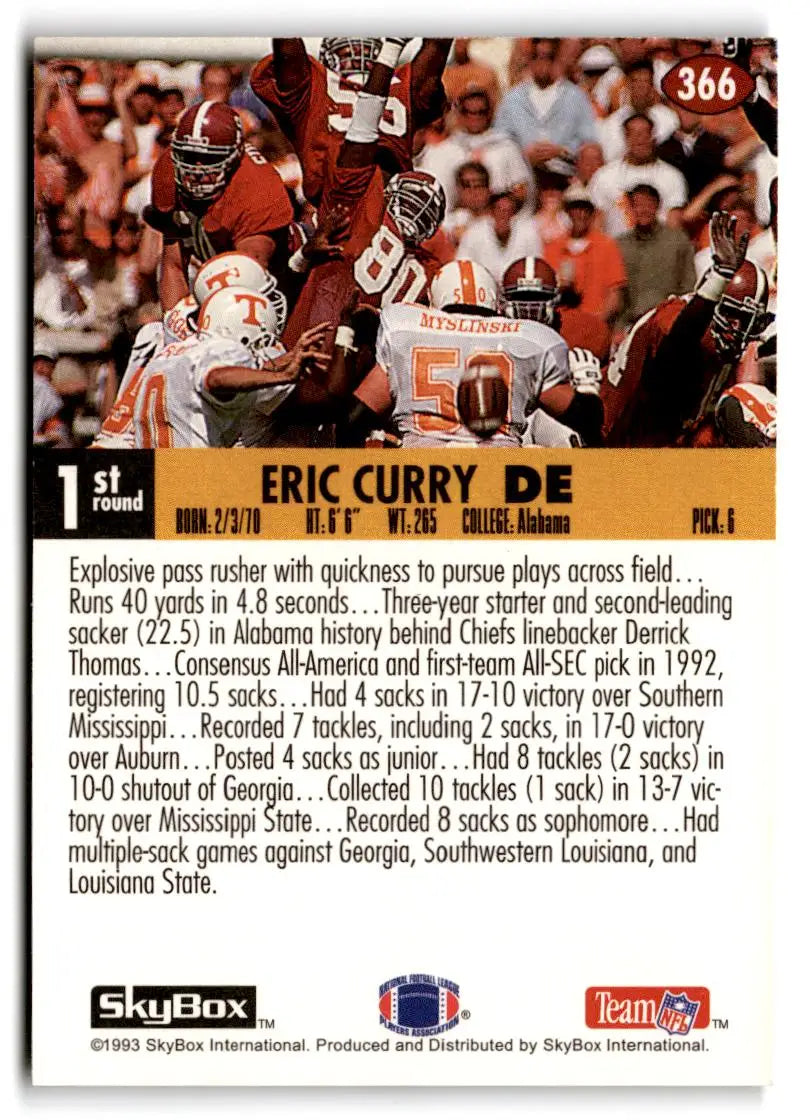 1993 SkyBox Impact #366 Eric Curry - Football Card Single