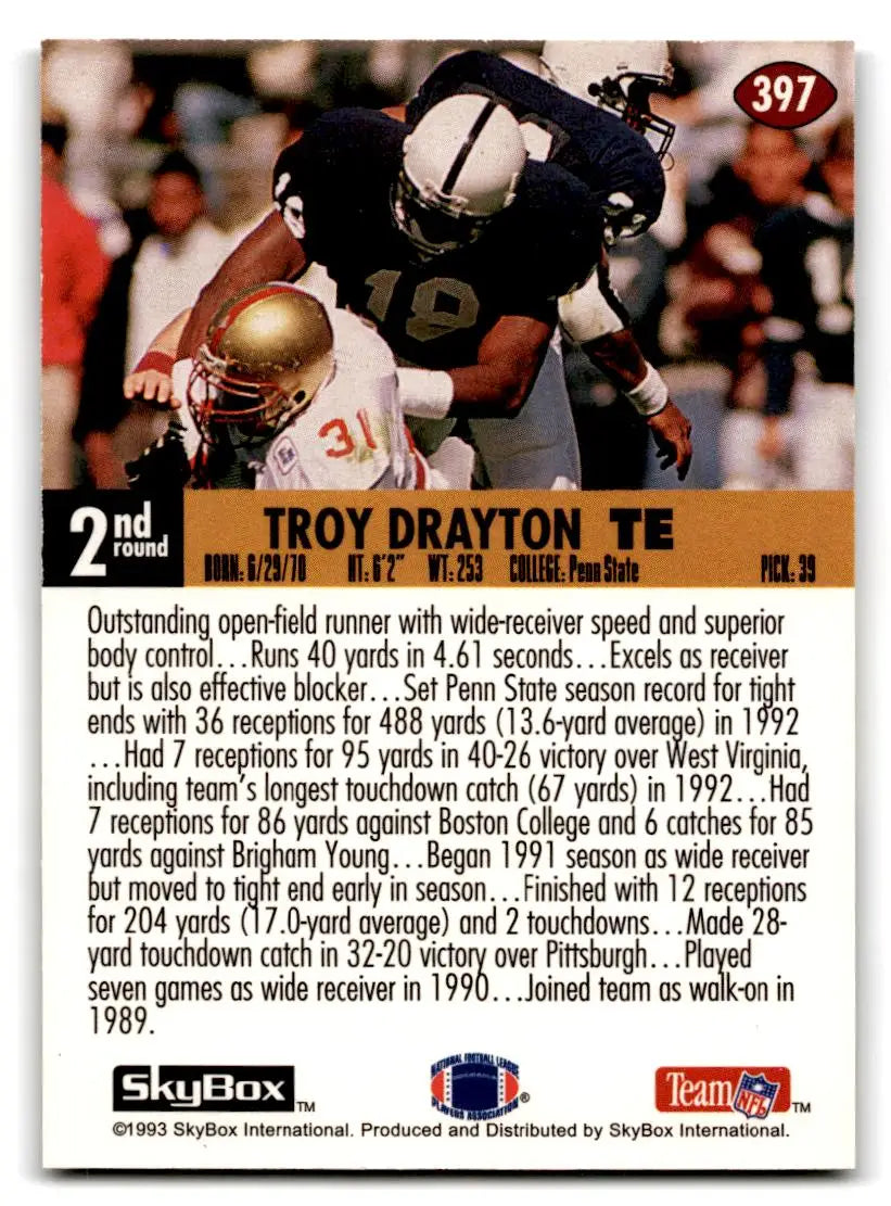 1993 SkyBox Impact #397 Troy Drayton - Football Card Single